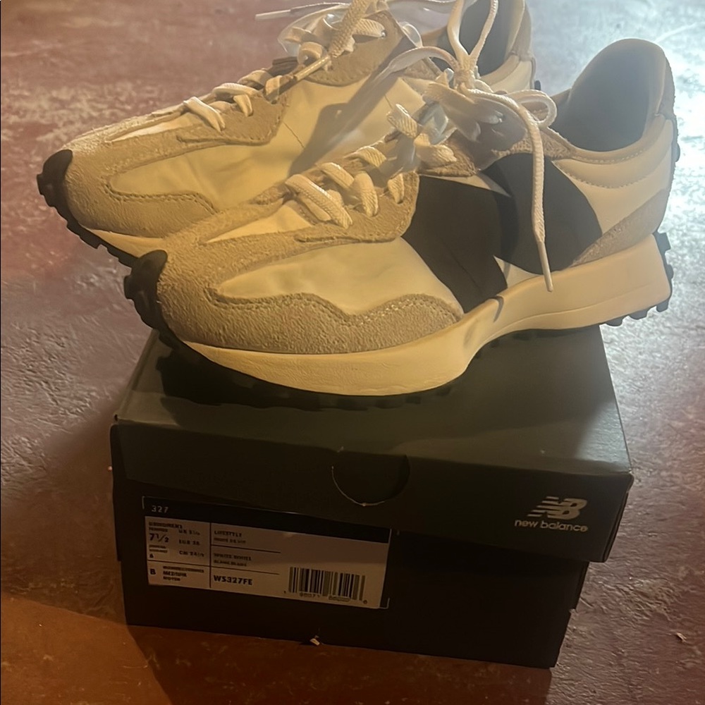 New Balance Women’s 327 Black and Cream Sneakers